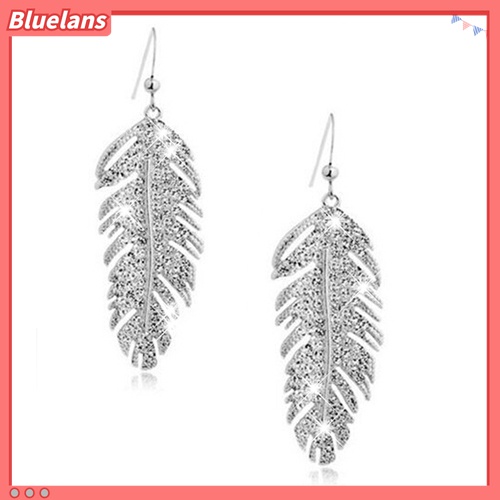 Anting Kait Gantung Wanita Bahan Alloy Desain Bulu Hias Berlian Imitasi Gaya Retroboho Untuk Pesta