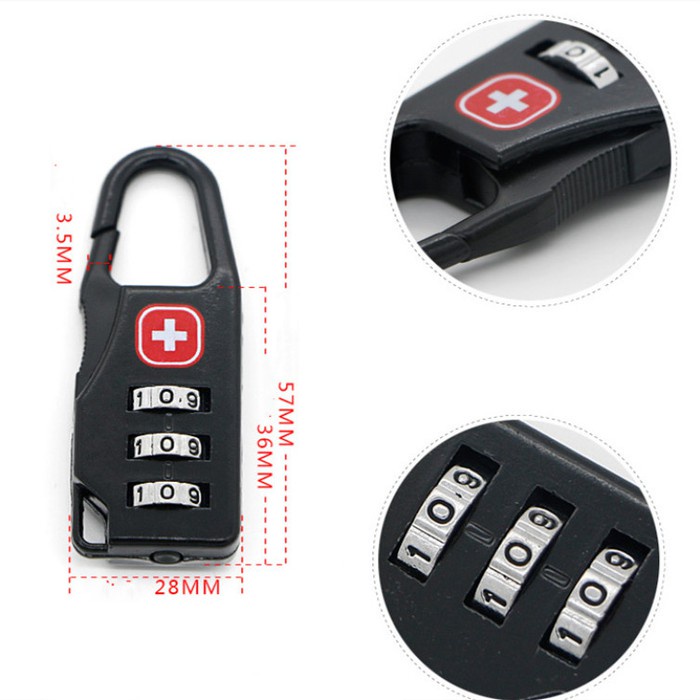 Gembok Koper Swiss Kombinasi Password Code Lock