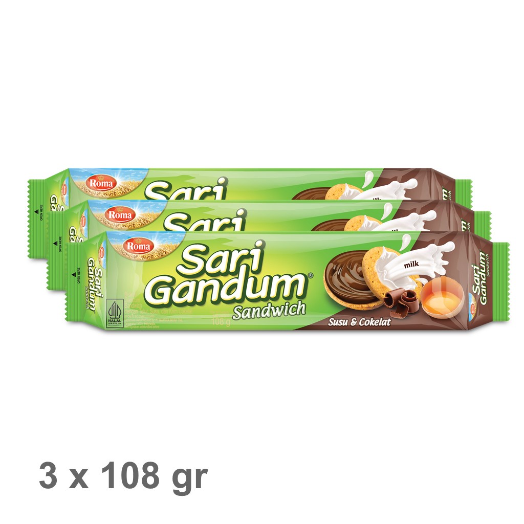 Jual Roma Sari Gandum Biskuit Cokelat 3 X 108 Gr Shopee Indonesia
