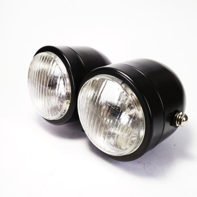 Caferacer Twin Custom Double Lampu HeadLamp Reflektor Depan
