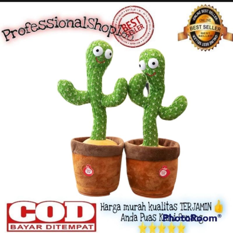 PS - Boneka kaktus bisa meniru suara boneka pintar / bisa  goyang lampu dan bicara / boneka caktus j