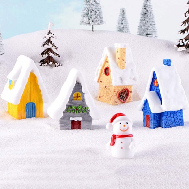 Zzz 24pcs / Set Miniatur Snowman / Rusa Natal Bahan Resin Untuk Dekorasi Taman Mini / Rumah Boneka DIY