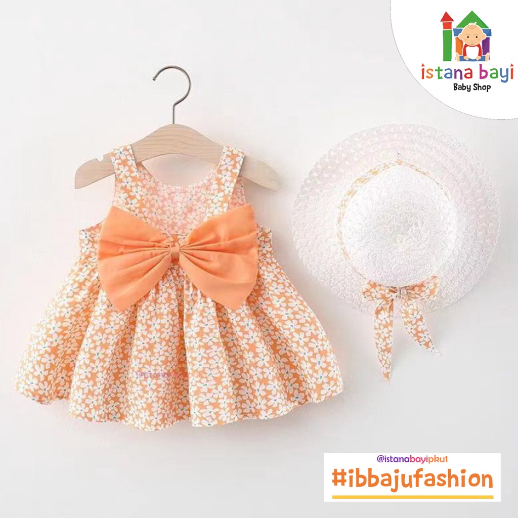 DRESS BAYI - KOREAN BABY DREES 0-3 TAHUN FREE TOPI / GAUN BAYI LUCU IMPORT DRESS BAYI CANTIK