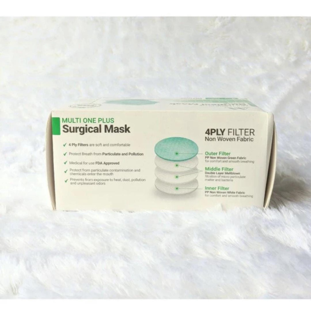Multi One Plus 4ply Earloop Surgical Mask warna Hijau isi 50pcs