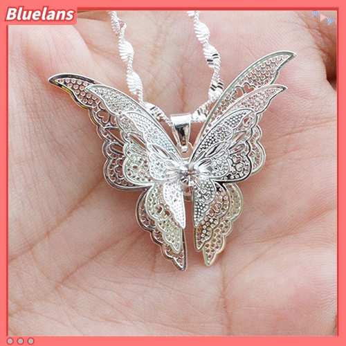 Bluelans Women Fashion Chic Shiny Silver Plated Hollow Butterfly Necklace Pendant