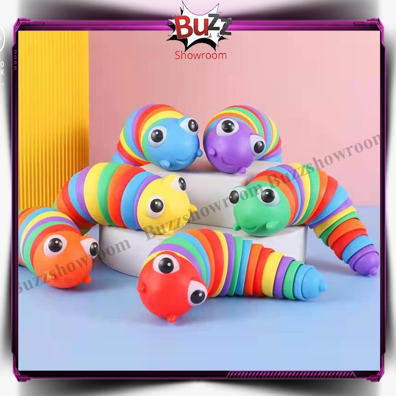 Slug Fidget Mainan SIPUT toys rainbow penghilang stress sensory play