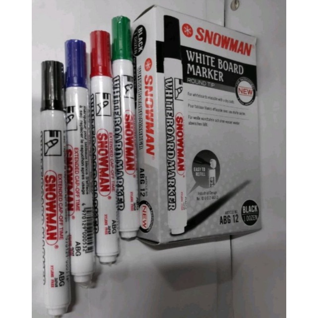 

Spidol Whiteboard Papan Tulis / Board Marker Snowman ABG-12 (12pcs)
