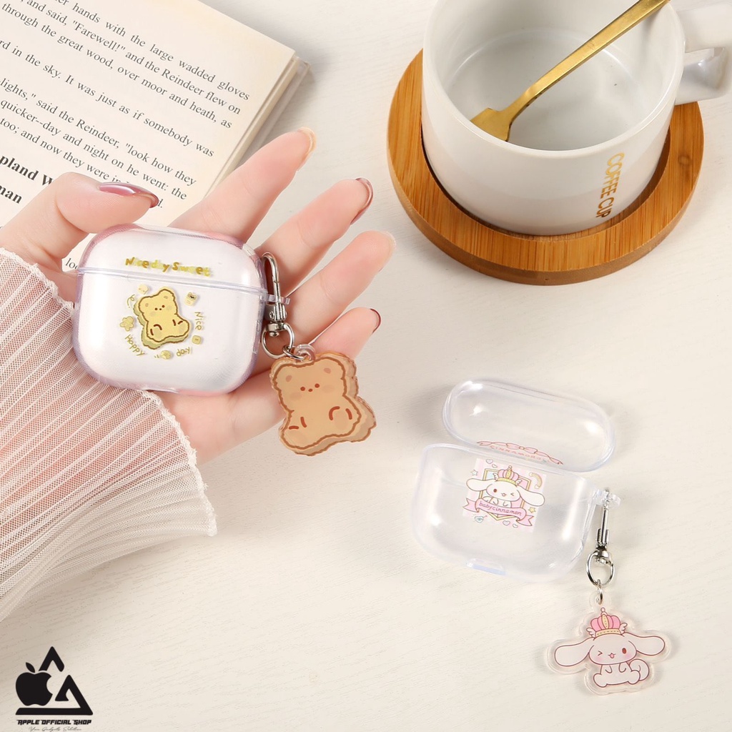 Silicone CASE APPLE AIRPODS Gen 1 2 3 PRO  TRANSPARAN MOTIF LUCU CARTOON KARTUN Karakter Gantungan Lucu Keren Silikon Softcase Inpods Pouch Cover Earpods Headset Earphone