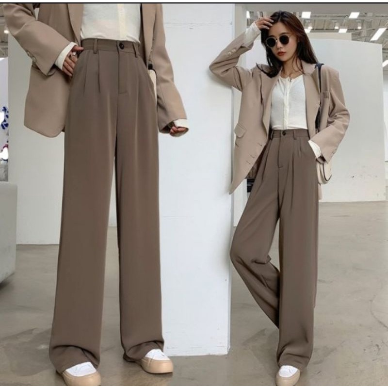 CELANA WANITA TROUSER PANTS HIGHWAIST PREMIUM POLYESTER