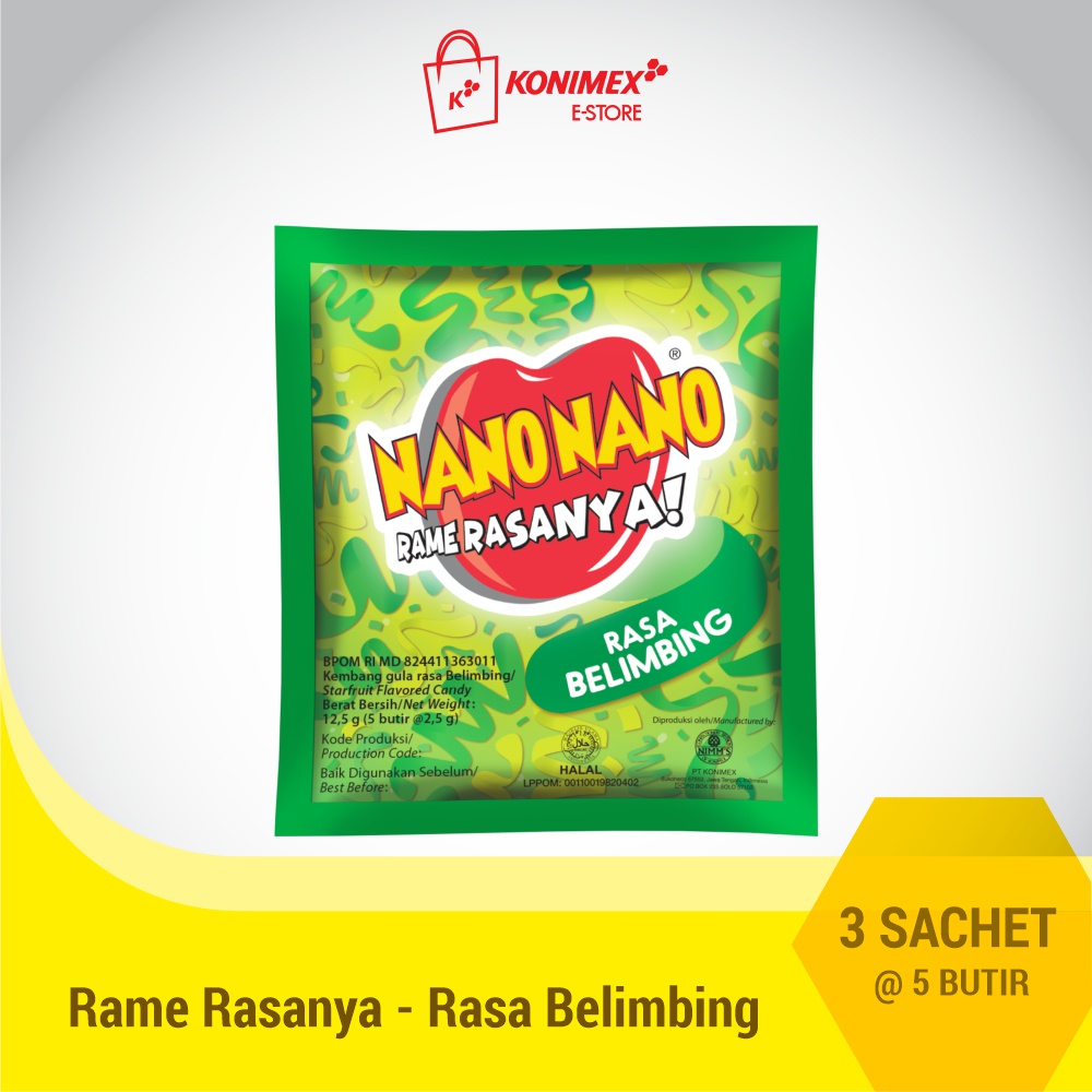 

Nano Nano permen manisan buah rasa Belimbing - 3 sachet Rame Rasanya