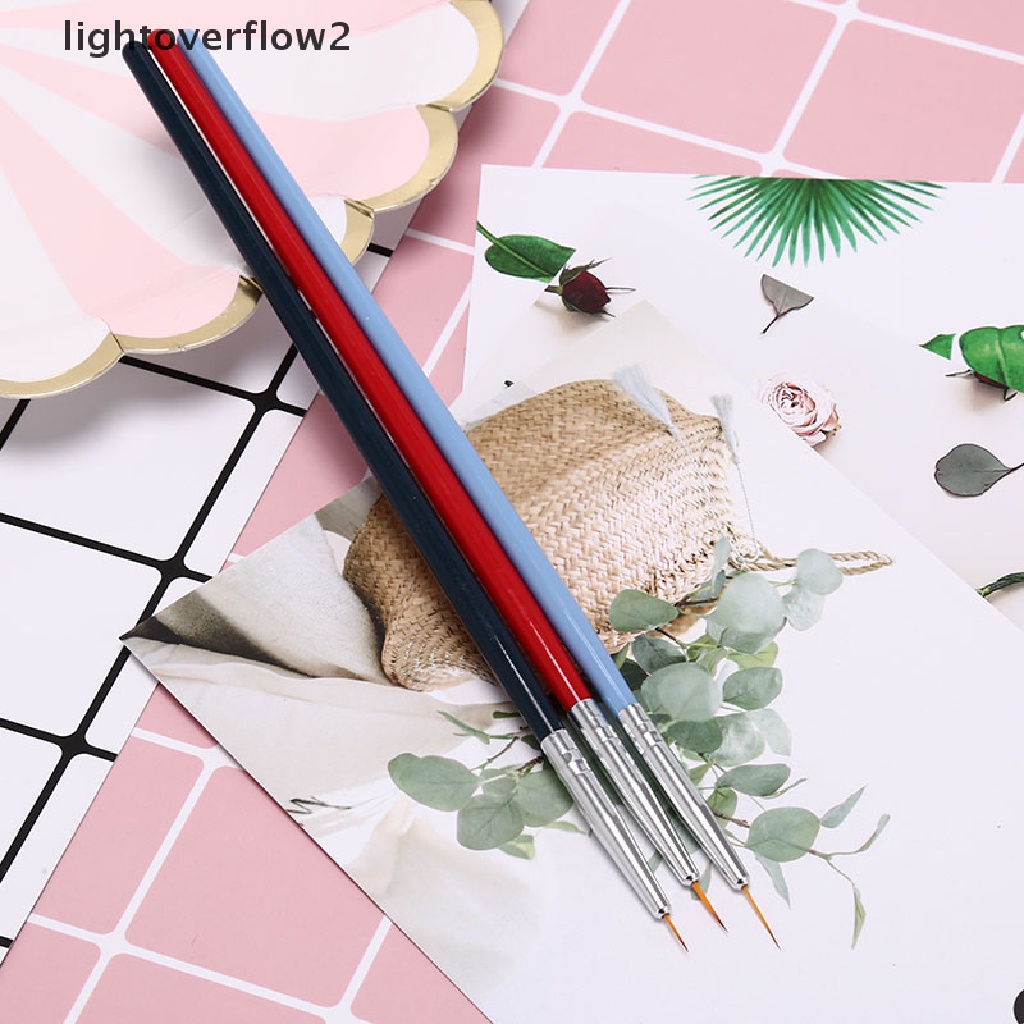 (lightoverflow2) 3pcs / Set brush pen liner Gambar Garis ultra Tipis Untuk Hiasan nail art diy