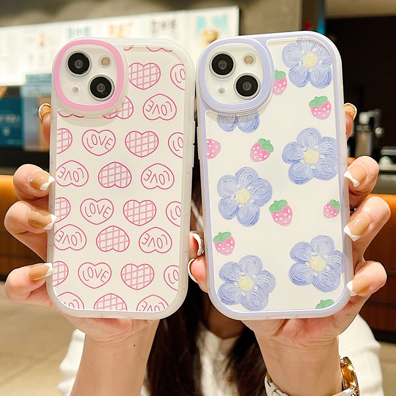 Soft Case Lensa Oval Hati Tahan Banting Untuk iPhone 11 12 13 14 Pro Max 7 8 14 Plus XR X Xs Max SE 2020 2022