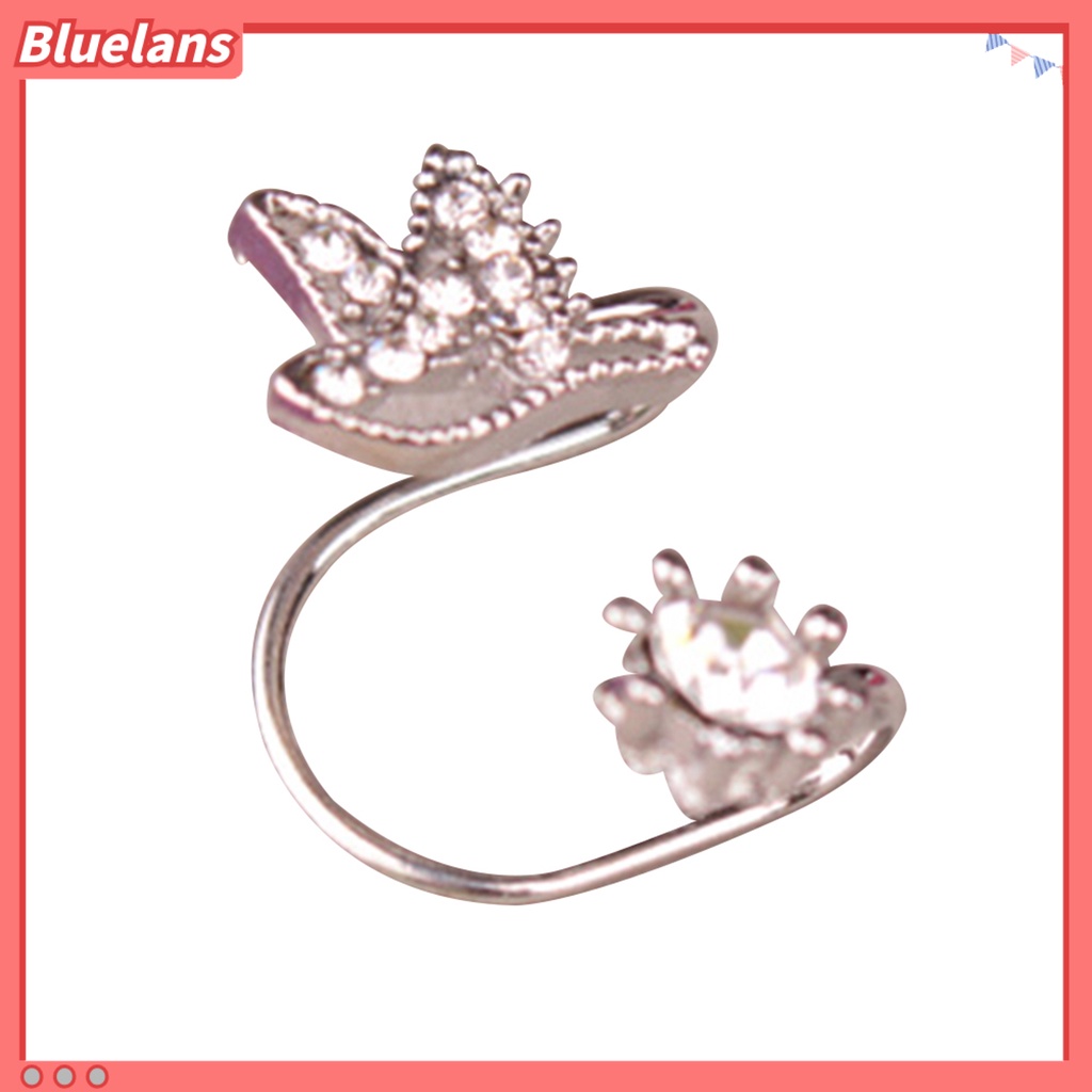 Bluelans 1 Pc Earrings Brid Shape Design Non-piercing Alloy Rhinestones Inlaid Ear Clip for Women