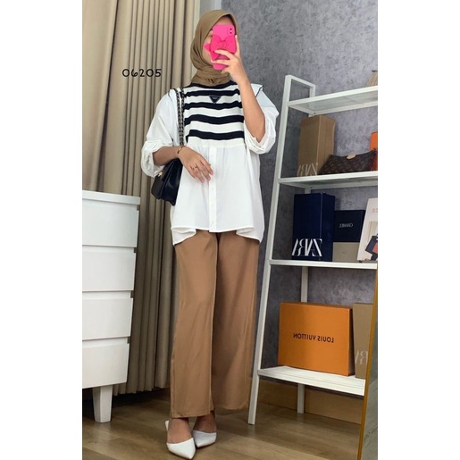 Blouse Wanita Model Garis Zebra