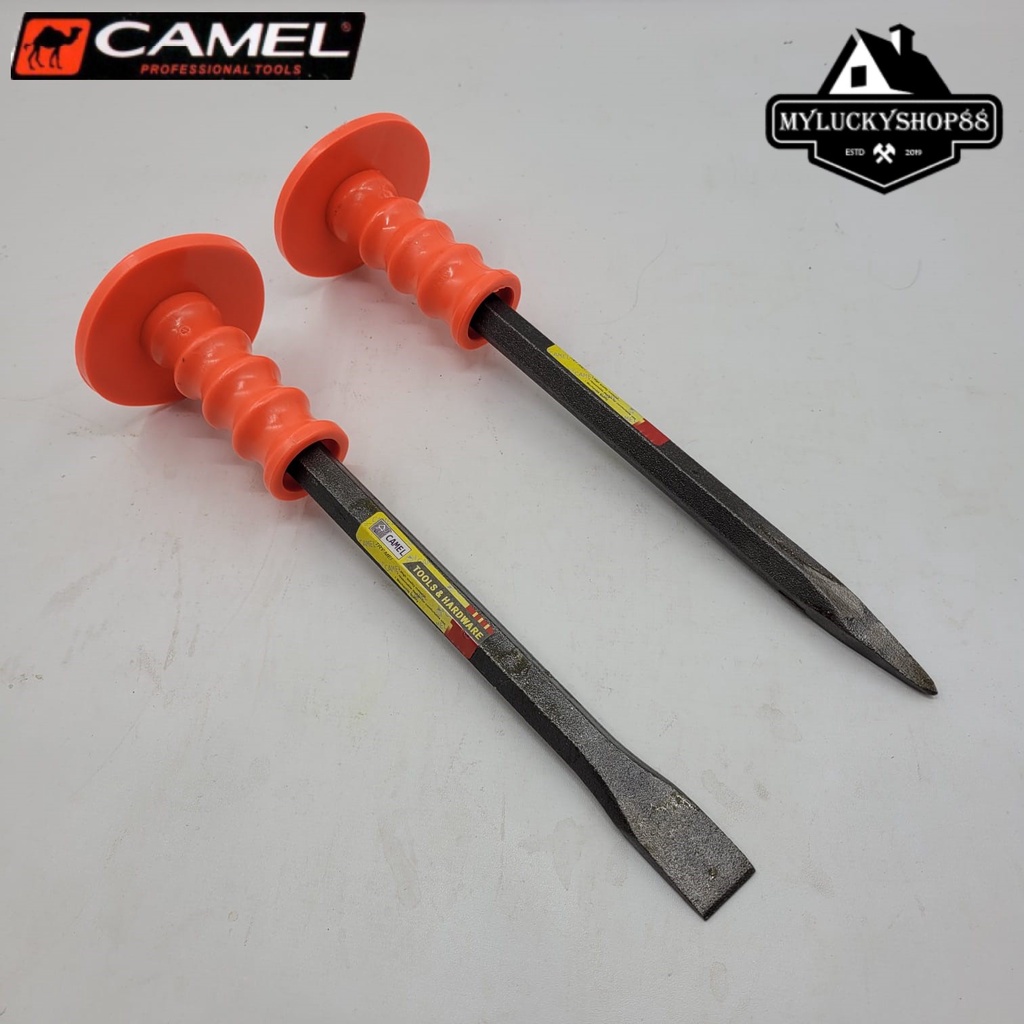 Camel Pahat Batu Beton Bulat Pipih Lancip 12 inch Pahat Topi Tembok