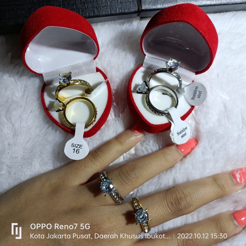 Cincin Tunangan Titanium Permata Satu cantik dan mewah  free box bisa bayar di tempat