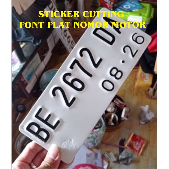 stiker cutting sticker variasi font plat motor