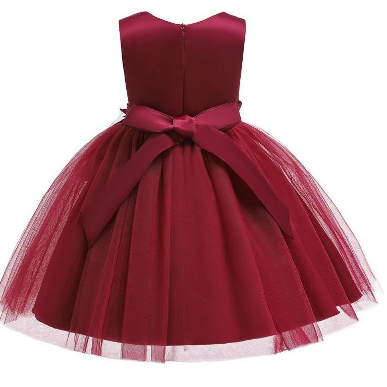 [PRODUK KN80G] PARTY DRESS FLOWER TULLE/DRESS ANAK PEREMPUAN IMPORT/GAUN ANAK PESTA TANPA LENGAN MOT