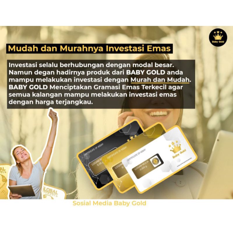Baby Gold 0,1 Gram Logam Mulia Emas Mini Batangan Asli 24 Karat