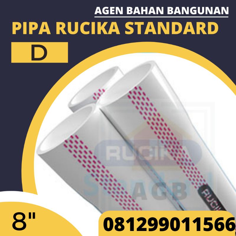 Pipa PVC 8" Inch Rucika Standard / Pipa Rucika Wavin / Pipa Wavin D (Harga Grosir) 4 Meter