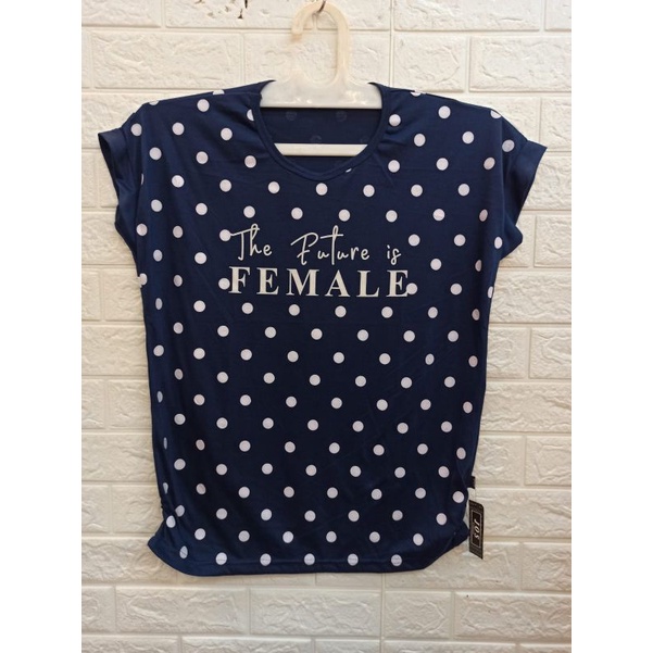 Tshirt kaos ladies cewek navi motif bentol-bentol