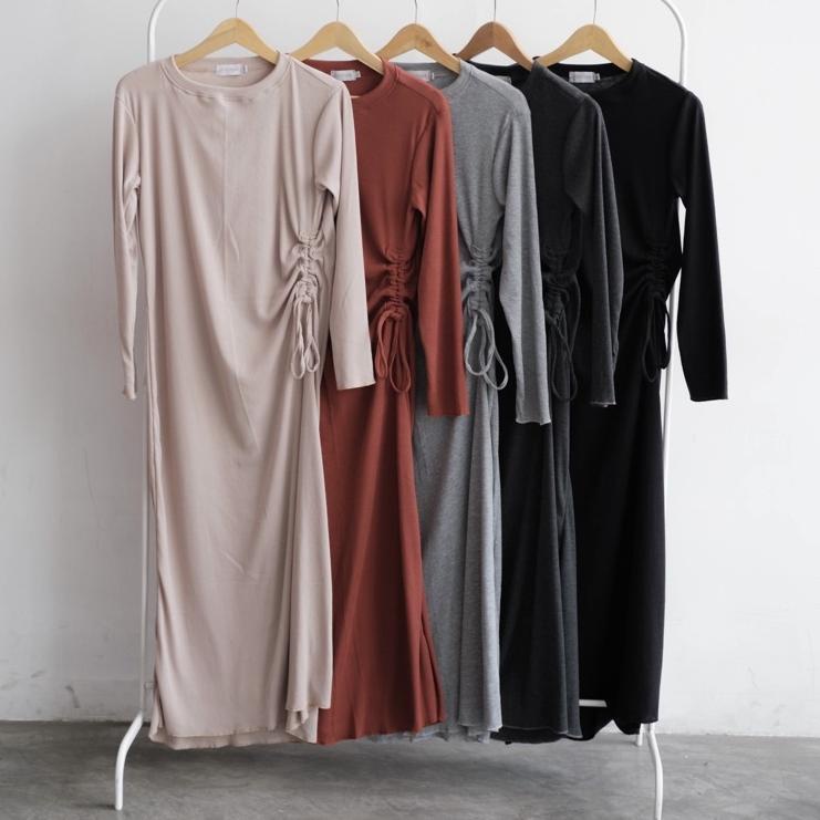 LILLY DRESS / knit dress / slim dress / dress tali serut / dress rib knit / inner dress / long dress