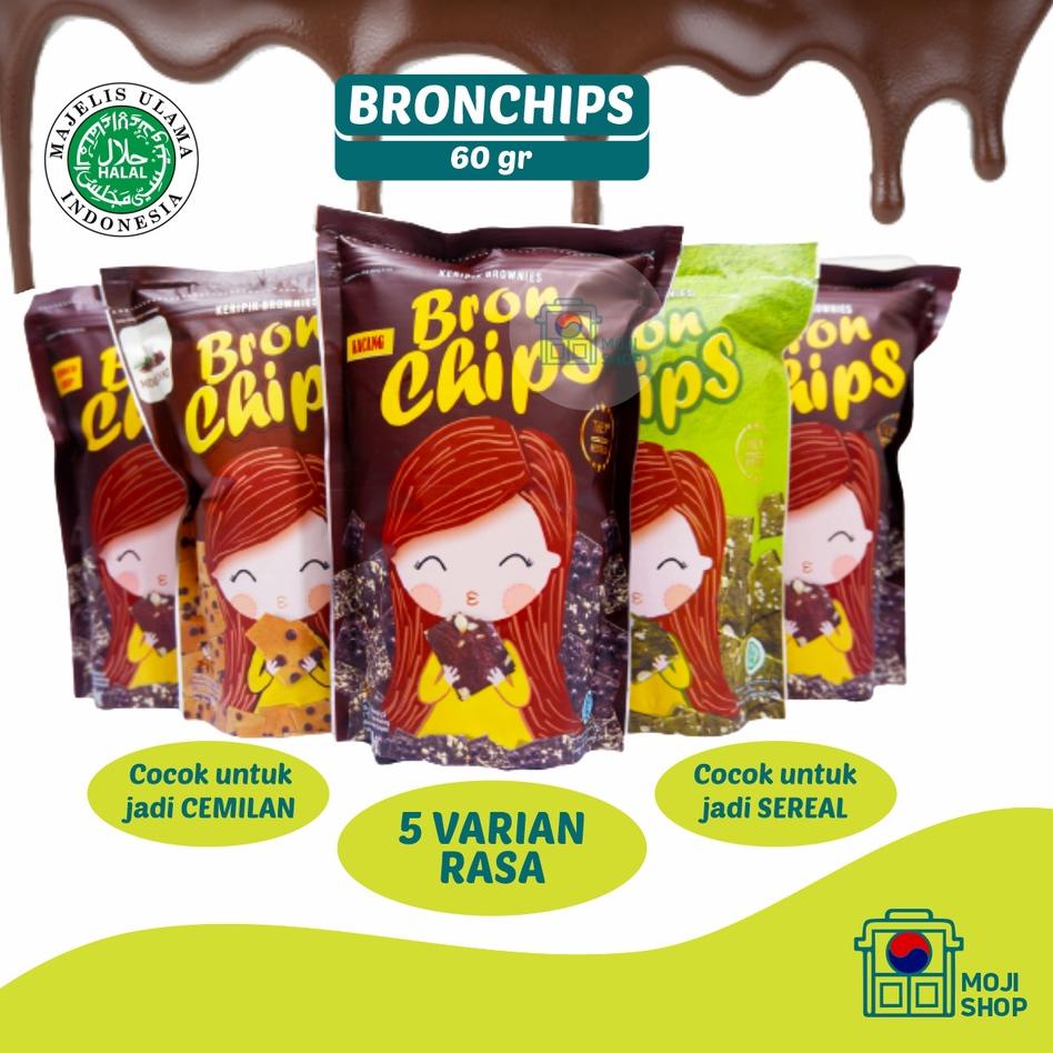 

Semangat Abis--Bron Chips 60gr Brownies Kering BronChips Halal All Varian Keju Kacang Greentea Chocochip Almond Keripik Coklat Mocachino