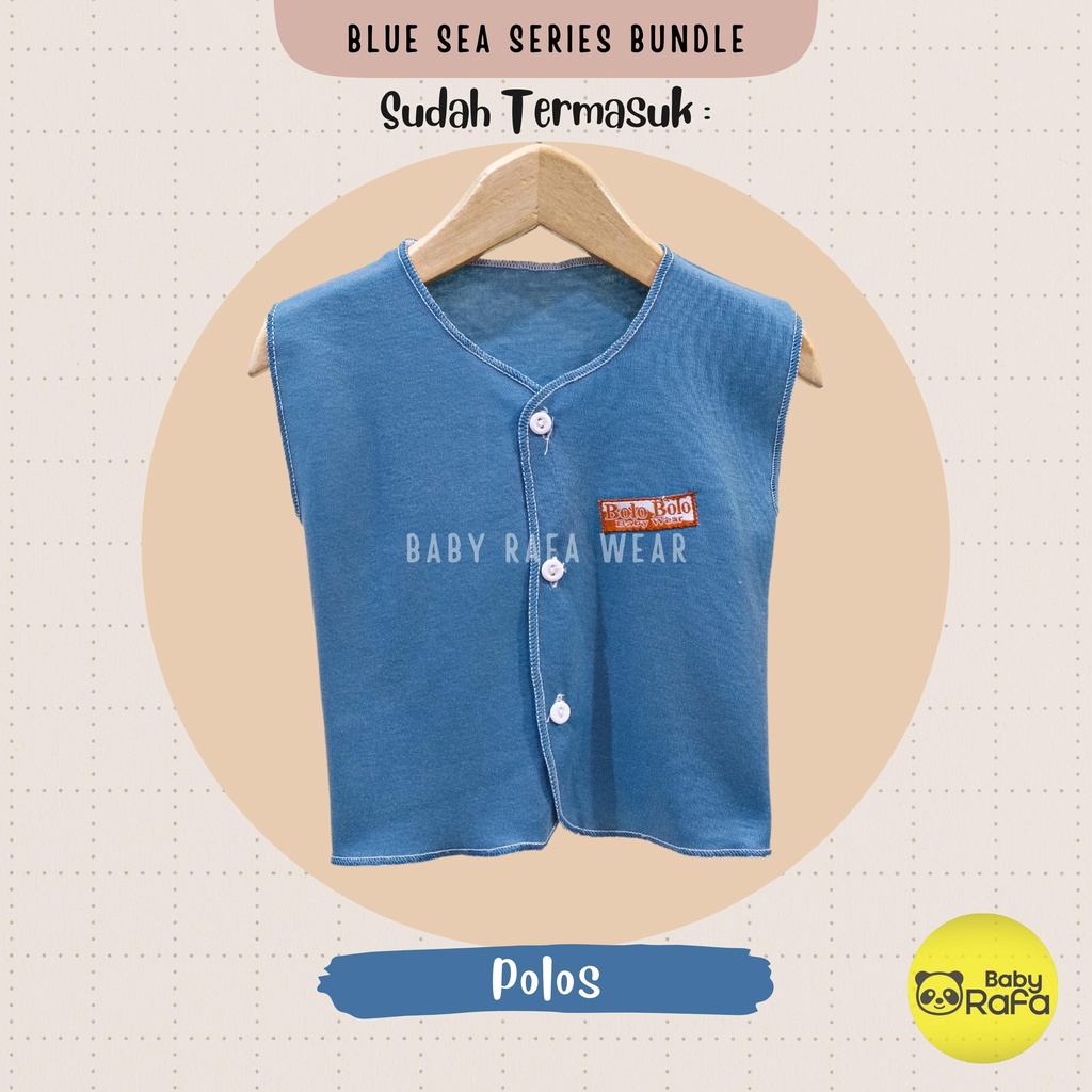 Serian Biru - 3 pcs Baju Bayi Kutung Bayi Baru Lahir 0 sd 3 Bulan Blue Sea Series merk SNI Bolo - Bolo