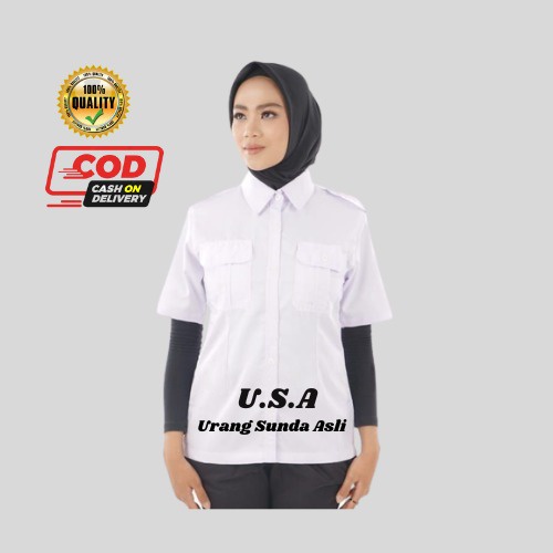 BAJU KEMEJA PUTIH WANITA DEWASA LENGAN PENDEK / KEMEJA WANITA PUTIH /PDH /ASN/PEMDA