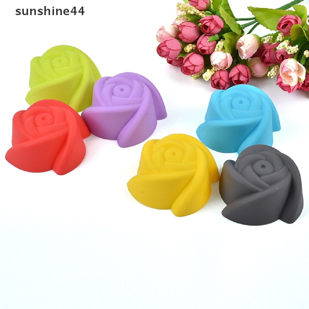 Sunshine 1 / 5PCS Cetakan Cupcake Bentuk Bunga Mawar Bahan Silikon