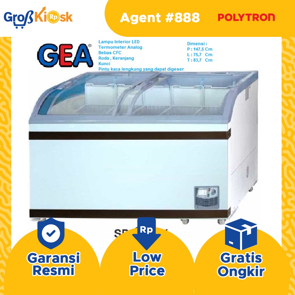 Chest Freezer GEA Sliding Curve Glass Freezer 500 L SD 500BY/SD-500BY