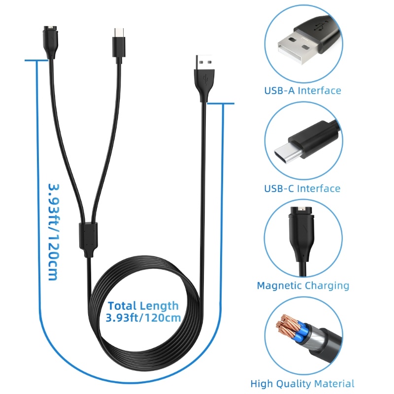 Cre 2 in 1 Kabel Charger Power Adapter Fast Charging Untuk Fenix 5 / 6 / 7 / 945 / 245