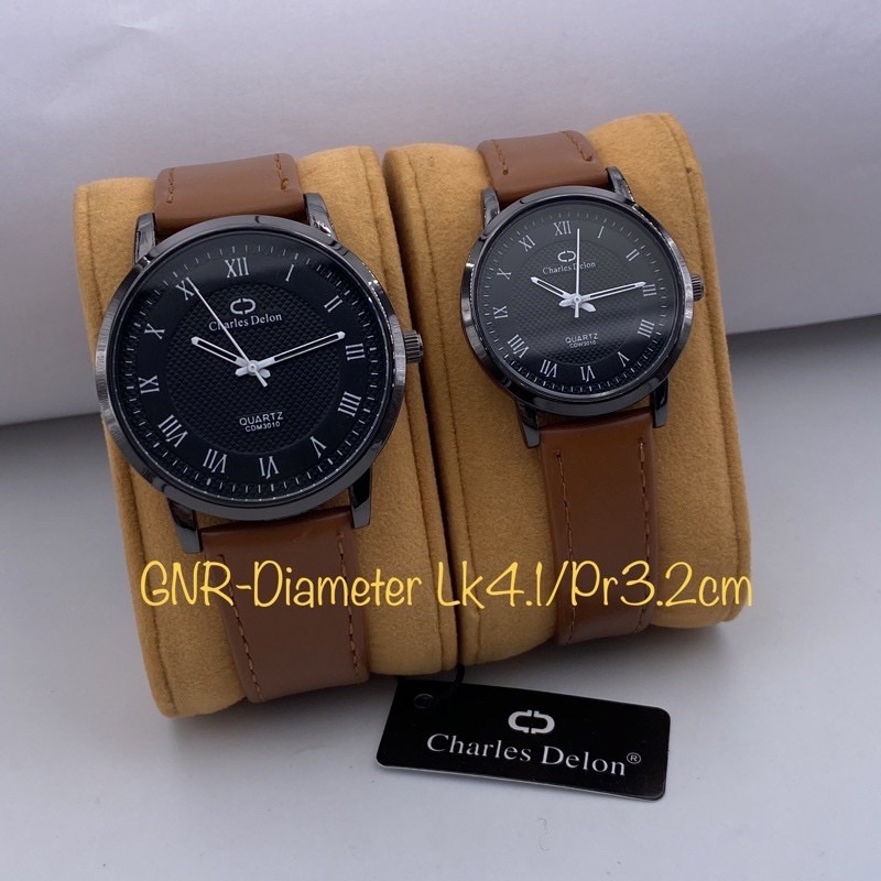 jam tangan couple charles delon kulit tipis original anti air