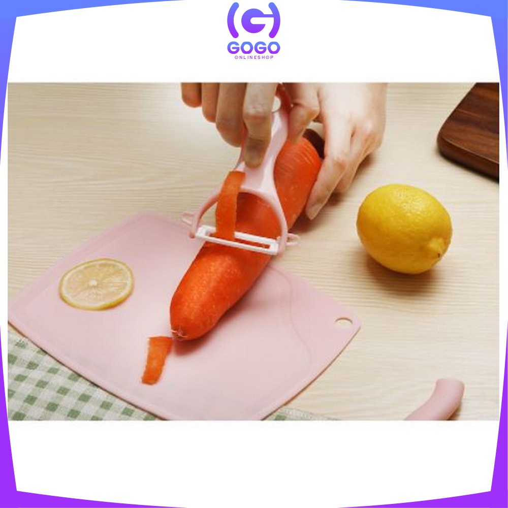 GOGO-C442 Pisau Set Keramik 3 in 1 Serbaguna/ Talenan Pisau Pengupas Buah Dan Sayur Knife Peeler Fruit Chopping