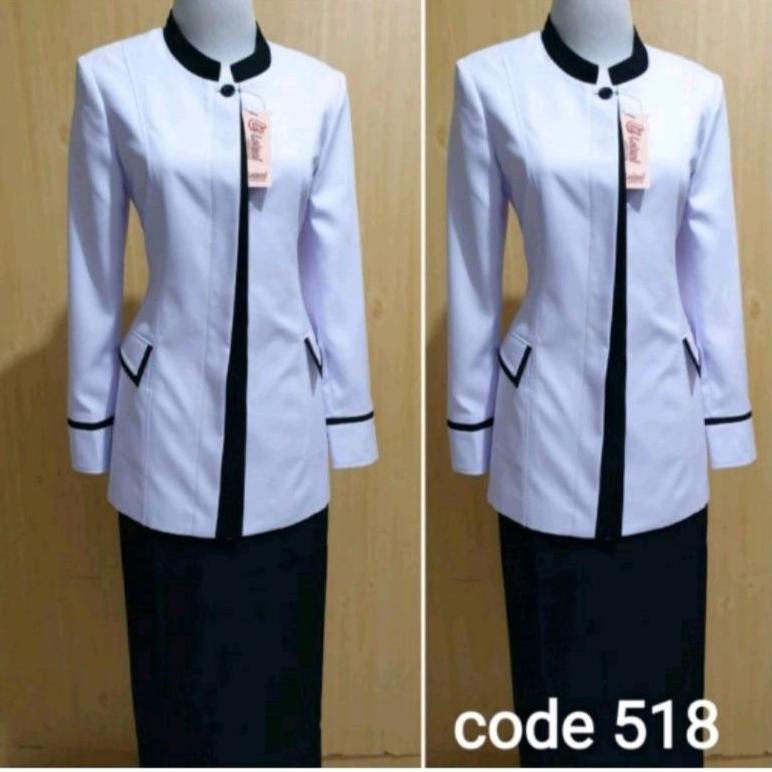 seragam hitam putih asn / blazer hitam putih pns / blazer hitam putih guru / baju hitam putih (KODE 
