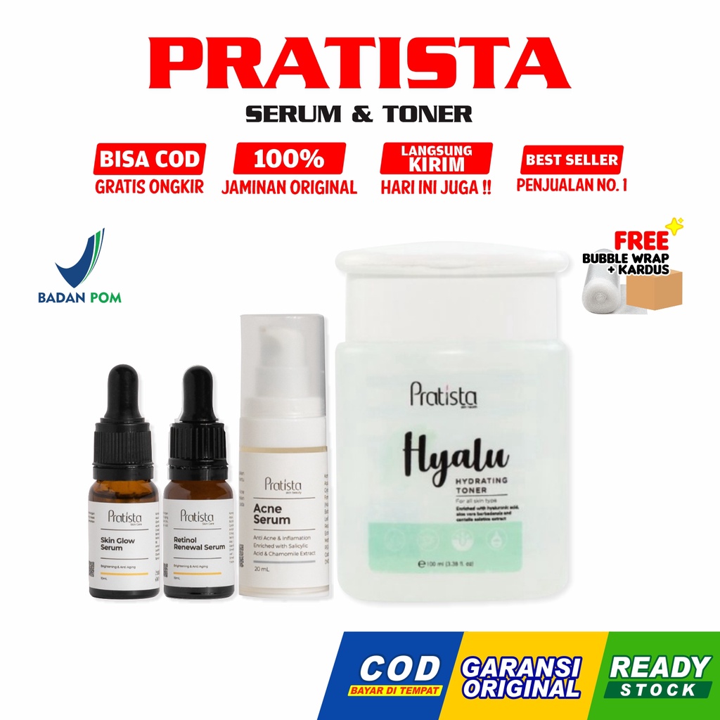 Pratista Acne Serum Glow Serum Retinol Renewal Serum 30ml | Hyalu Hydrating Toner [FULLSIZE] Serum Wajah BPOM Original