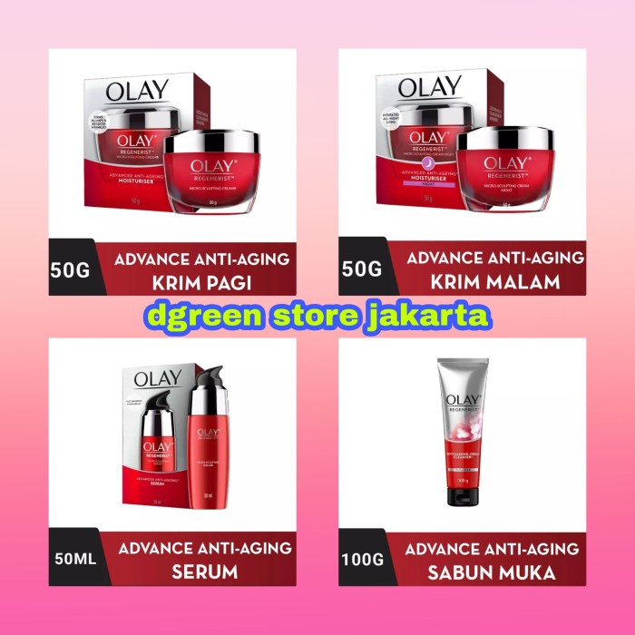 OLAY Regenerist Moisturiser Krim Pagi/ Krim Malam / Serum / Sabun Muka