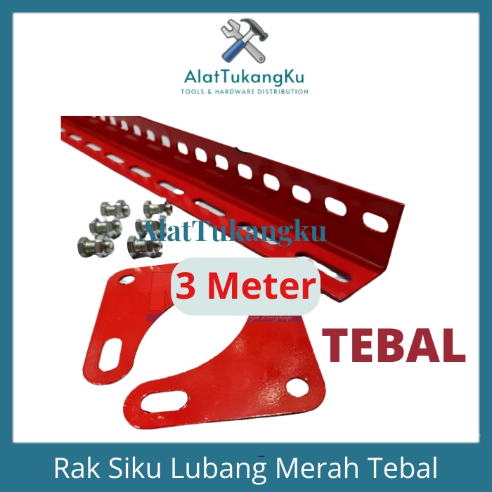 Siku Lubang Rak Besi Susun Serbaguna TEBAL Panjang 3 METER / Siku Lobang Plat Barang