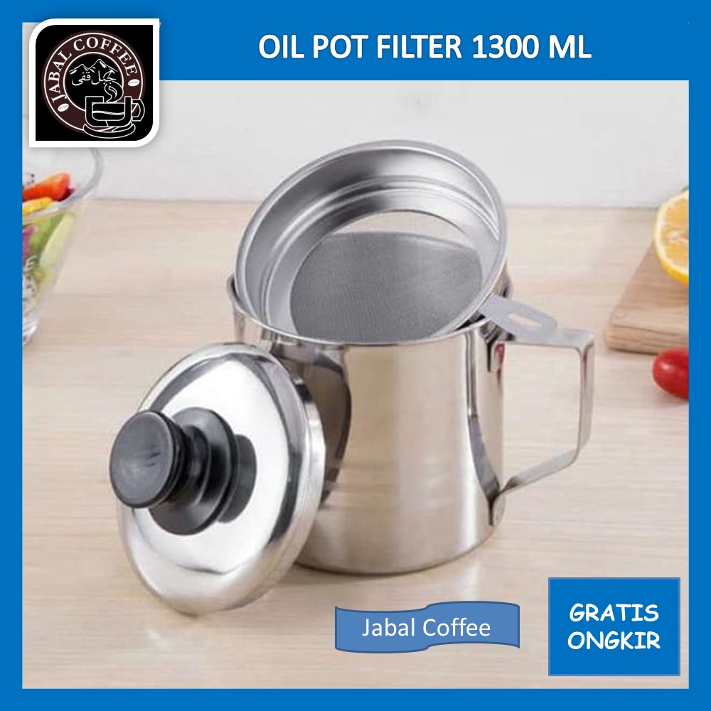 Tempat Minyak Saringan / Oil Pot Filter 1300 Ml / Saringan Stainless Steel Minyak Goreng