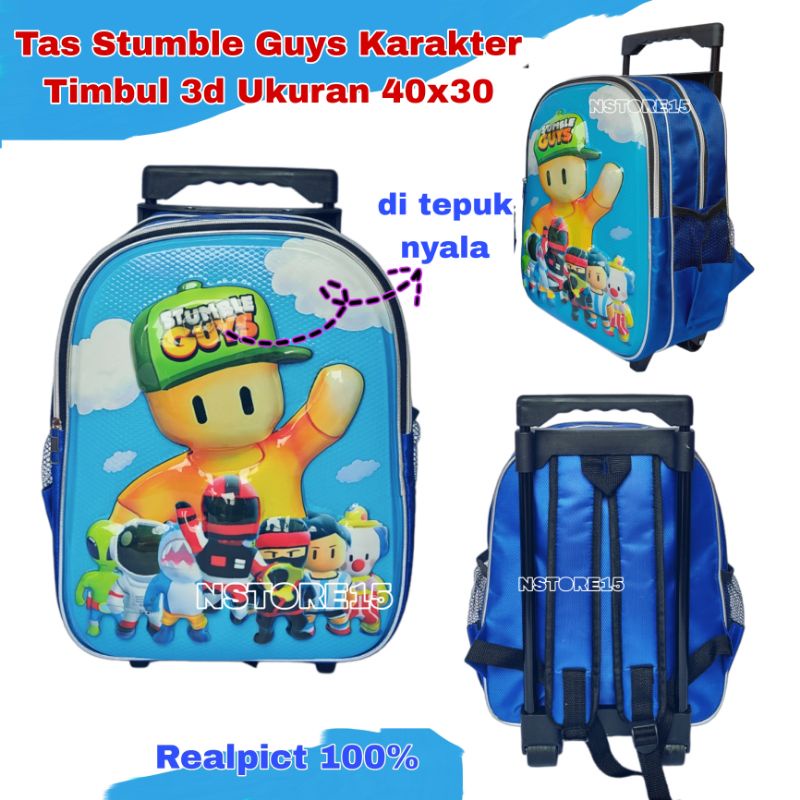 Tas troli anak, Ransel troli anak sd karakter stumble guys tas sekolah anak laki laki terbaru Realpict