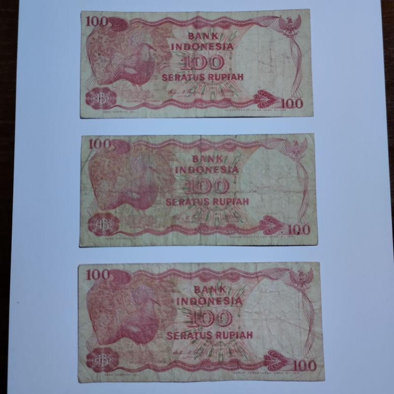 Uang kertas Rp 100 , tahun 1984 , Goura victoria
