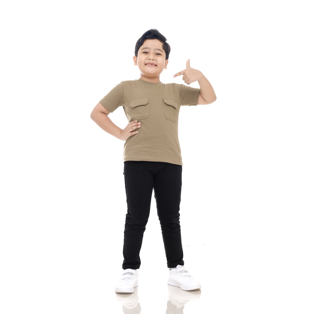 KAOS ANAK COWOK / BAJU ANAK LAKI LAKI / PAKAIAN ANAK COWOK POLOS SAKU DUA BRAND SUPERKSIDCLOTH 1 - 11 TAHUN