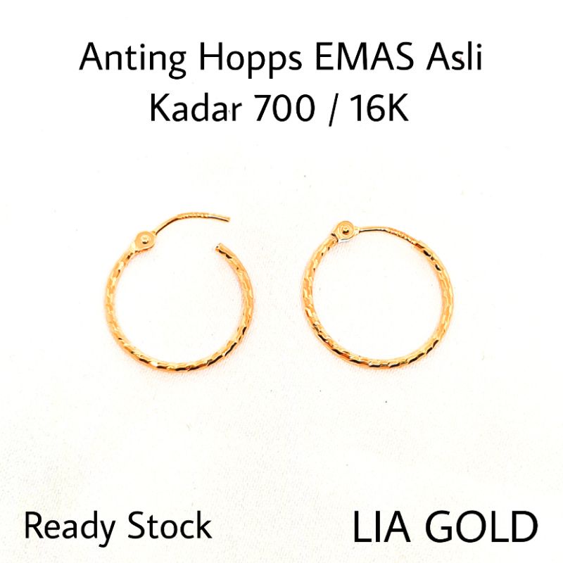 Anting Hoops Bulat EMAS ASLI Kadar 700 / 16K ( TOKO MAS LIA GOLD BEKASI )