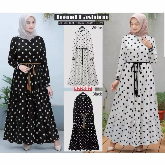 GAMIS GAMIS SYARI WANITA BAJU MUSLIM POLKA PESTA MURAH TERBARU DISKON - Hitam arab best seller abaya