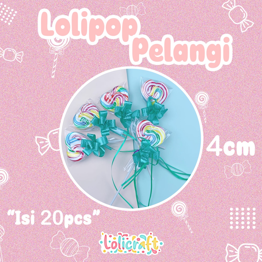

Rainbow Pita 4 cm isi 20 banyak motif | Lolicraft Permen Lolipop Pelangi Viral Bulat Mobil Love panda matahari bintang bunga mobil