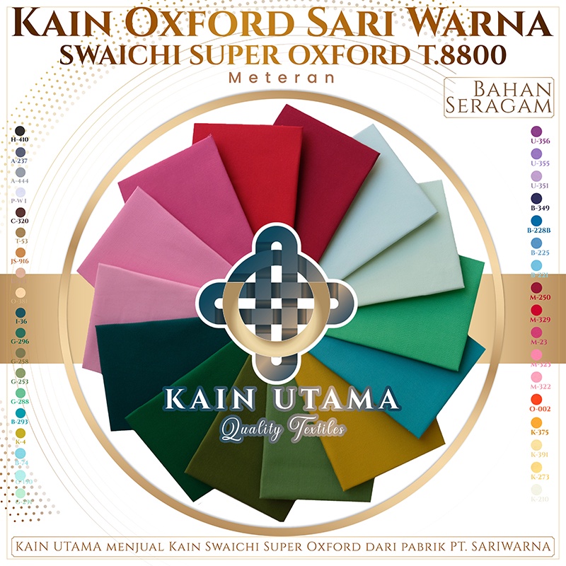 Kain Utama Kain Oxford Sari Warna Sariwarna Swaichi Lebar 115 cm Eceran Meteran