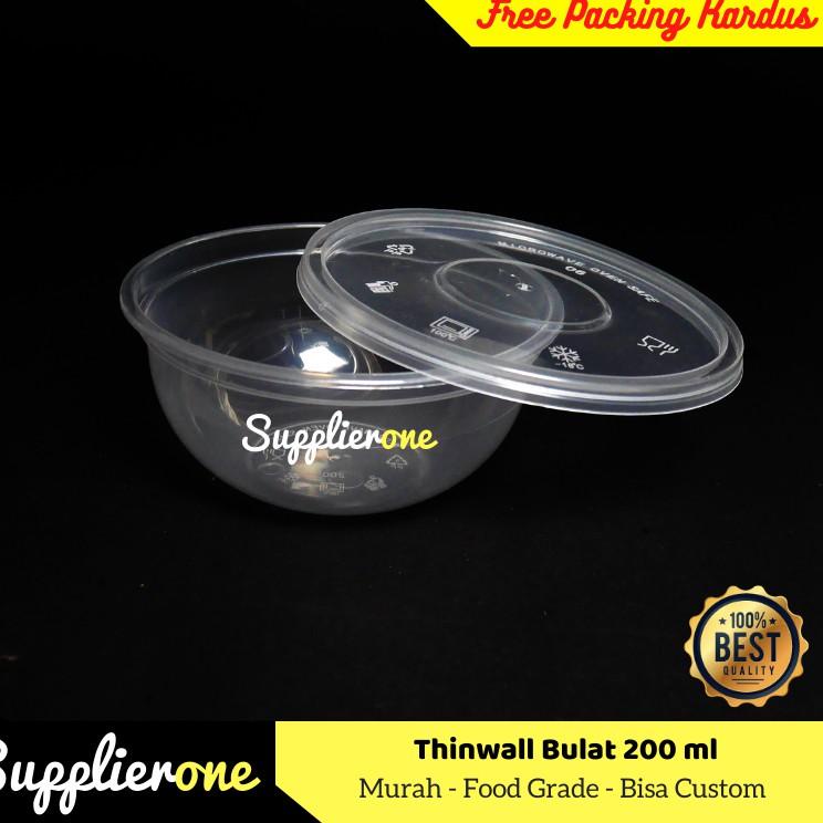 Terlaris Thinwall 200 ml Bulat Tebal dan Tidak Mudah Pecah, mangkok plastik bulat, wadah plastik bul