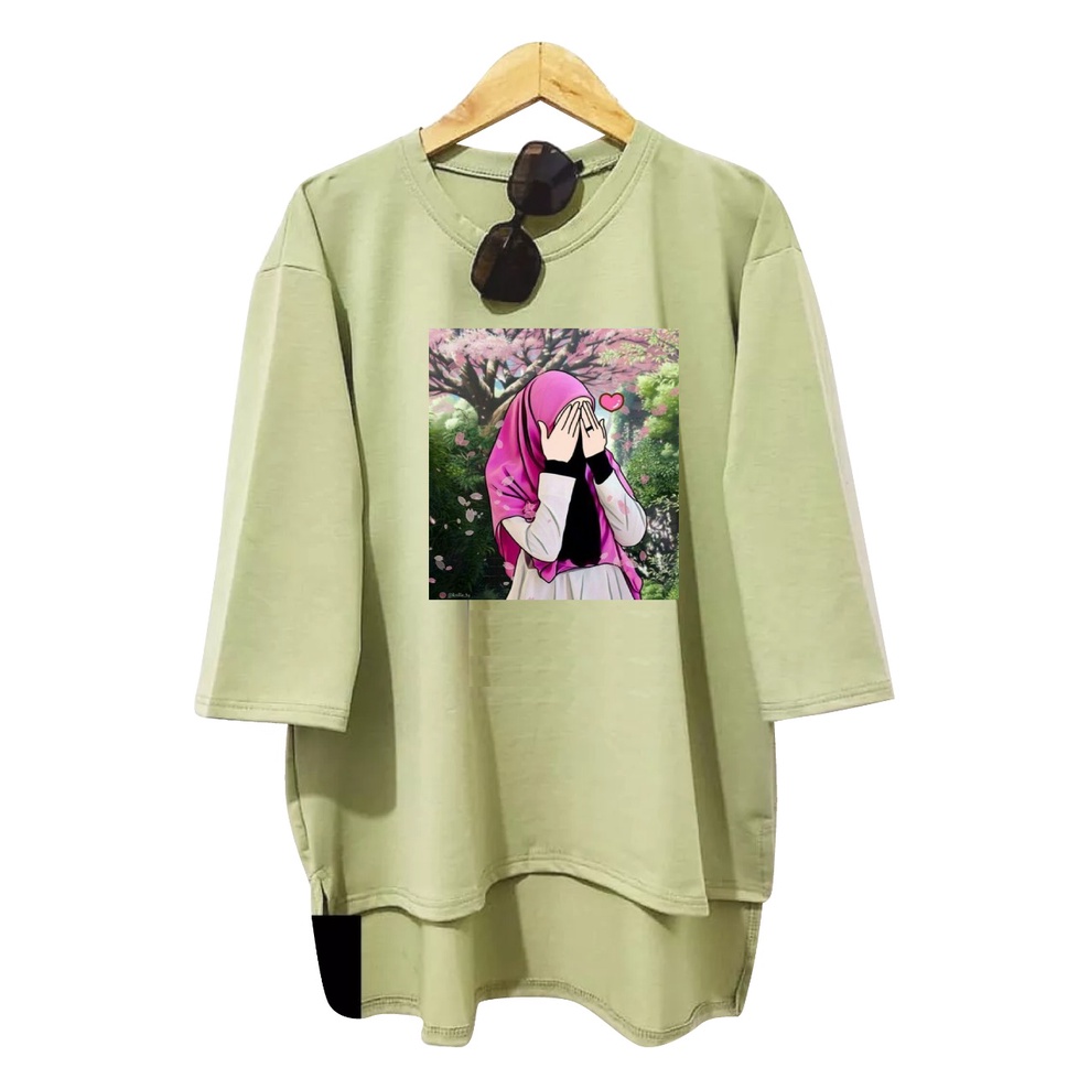 KAOS OVERSIZE WANITA HIJAB TOPI LENGAN 3/4