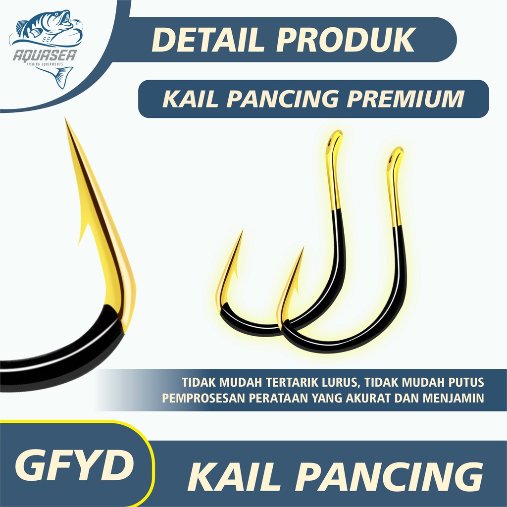 AQUASEA Kail Pancing Gold Hitam Isi 10pcs/pack High Carbon Steel Barbed Fishing Hook Tackle Kail GFYD-4