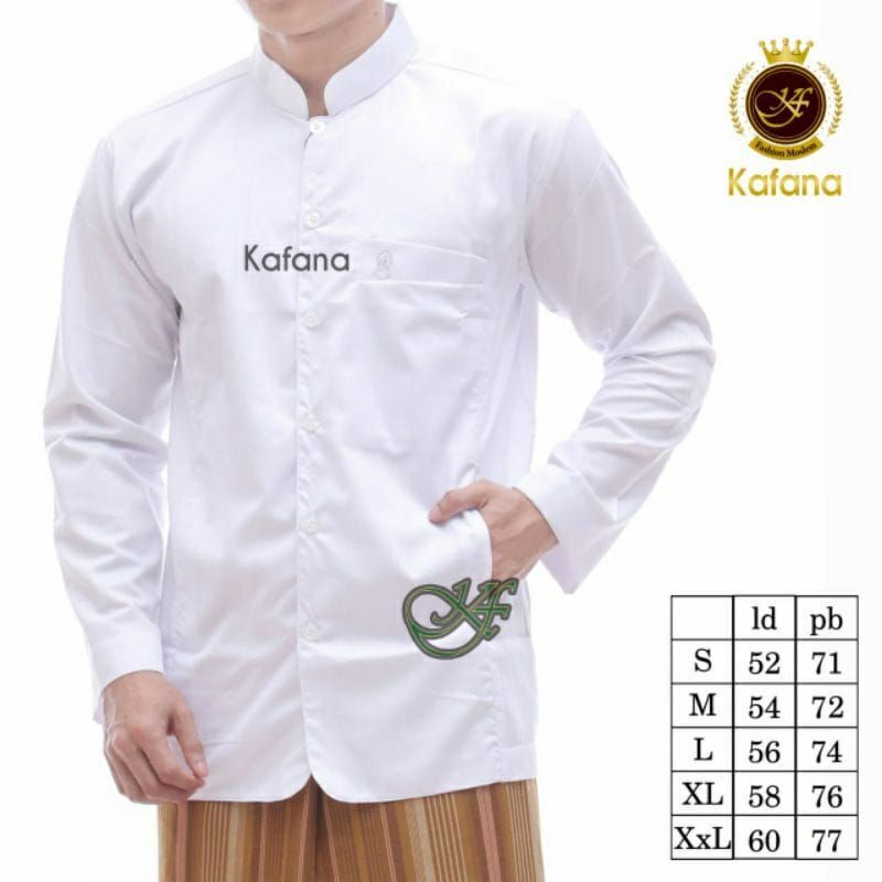 Baju Koko Terompah Putih Baju Koko Semi Jas Lengan Panjang Model Ammu Al kafi Kafana